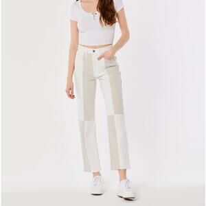 Hollister Ultra High Rise Patchwork Vintage Ankle Straight Jeans Size 1